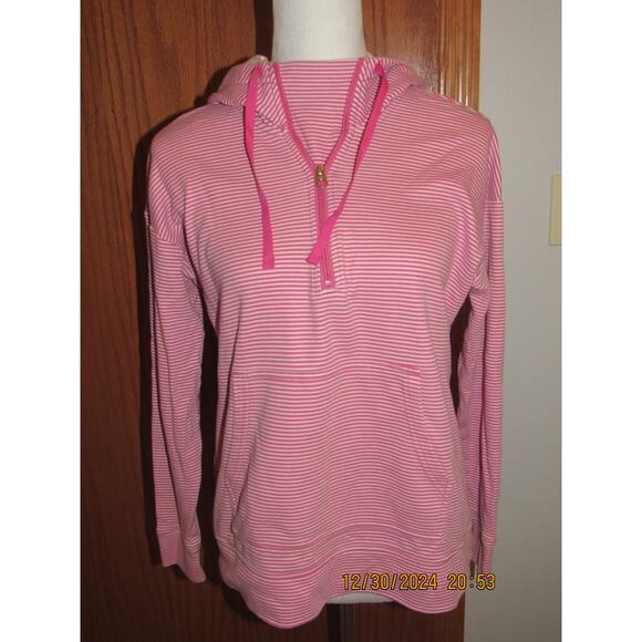 Pink/White Stripe Knit Hooded Top - Croft & Barrow Small - Picture 1 of 5